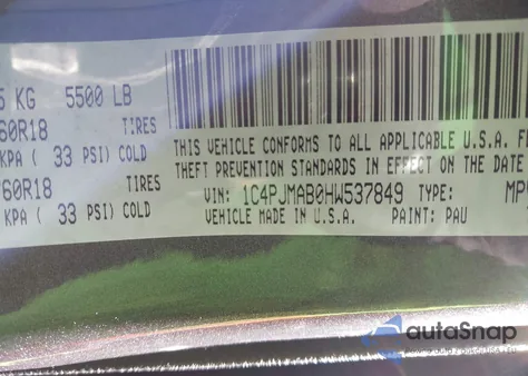 2017 Jeep Cherokee Altitude 4X4 z USA, uszkodzony, nr VIN 1C4PJMAB0HW537849